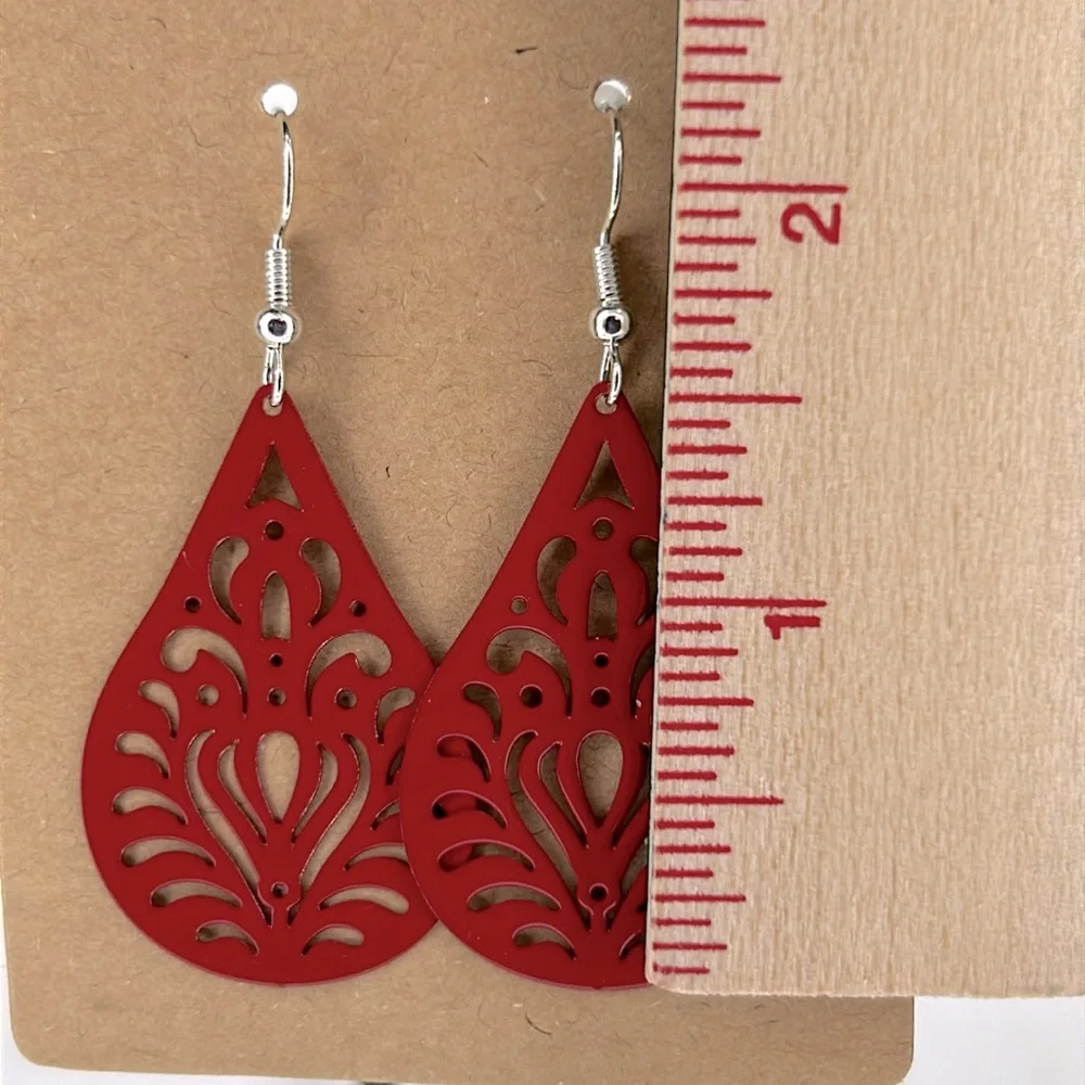 Delicate Brass Teardrop Dangle Earrings Fashion Jewelry - Picture 2 of 4